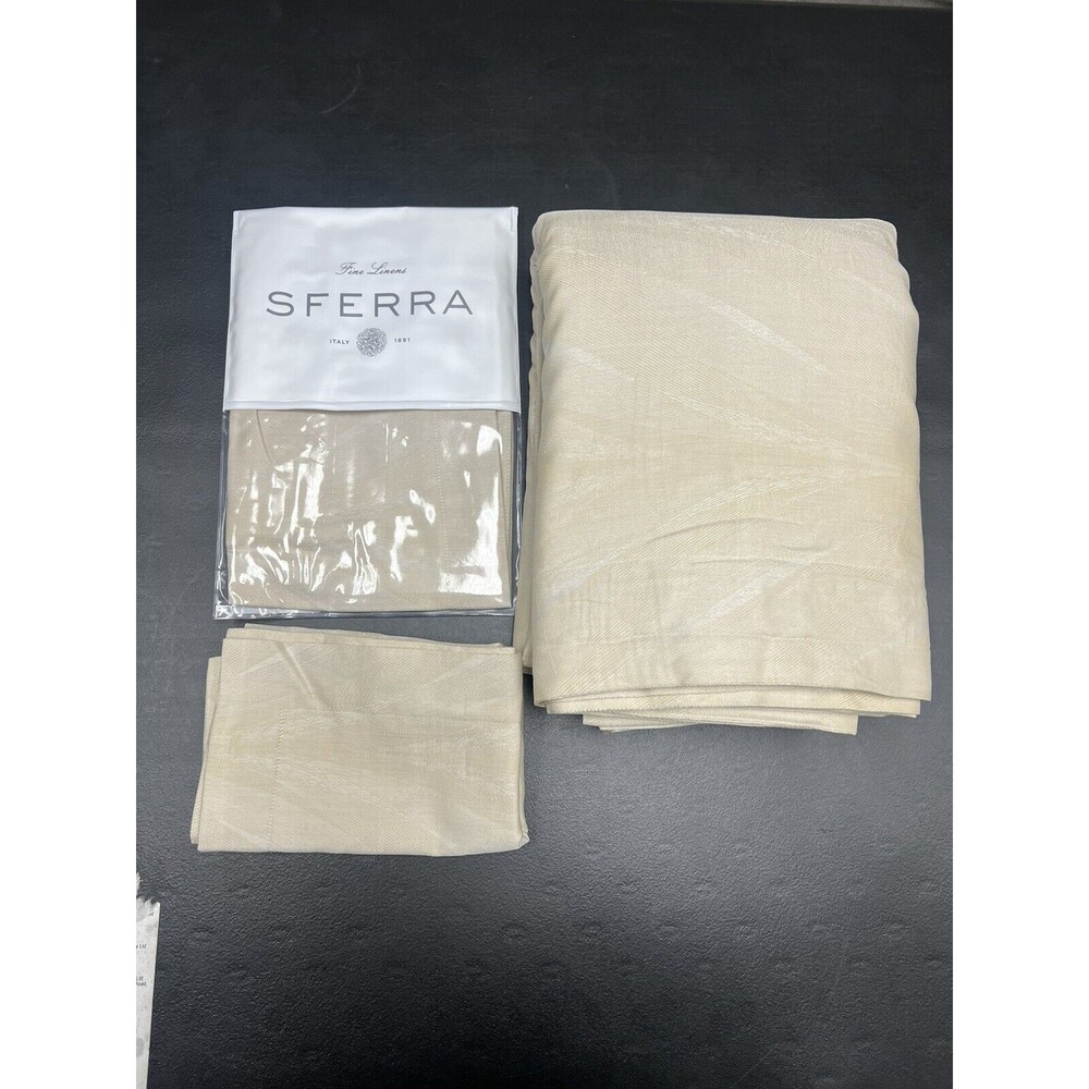 Sferra Piuma 3820 Sateen FULL / QUEEN Duvet Cover + 2 Boudoir Shams Stone